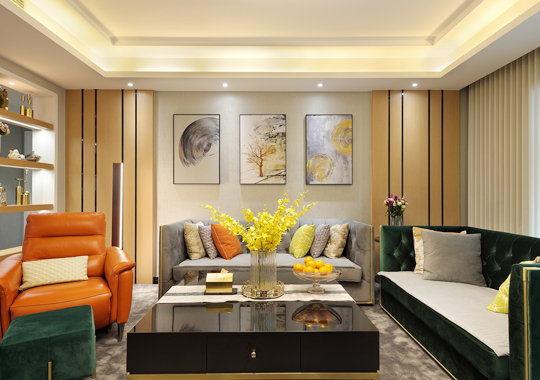  The large flat floor of Tianxi Mansion is decorated in a light luxury style of 200 square meters